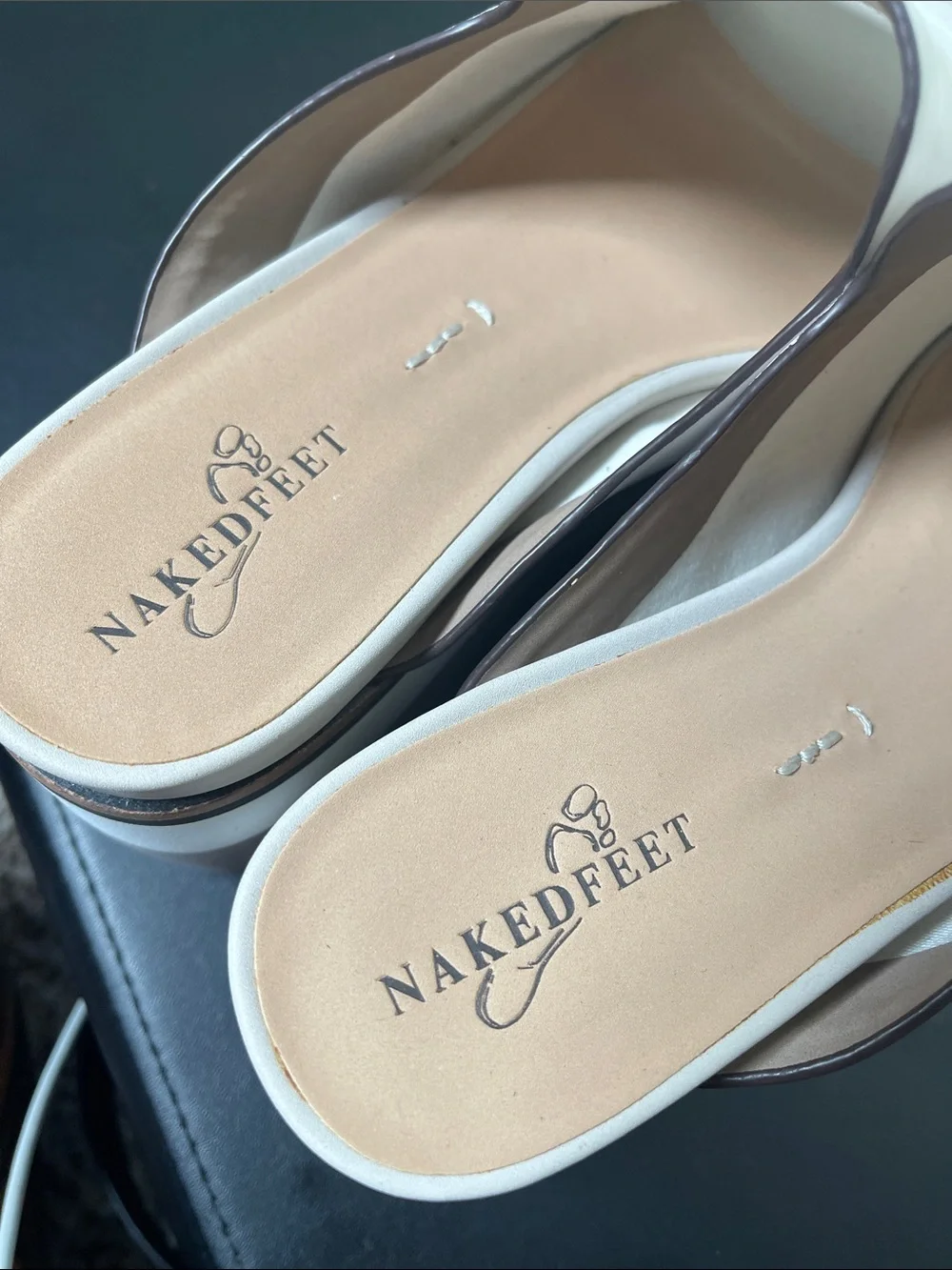 Naked Feet White and Gray Platform Slide Sandals